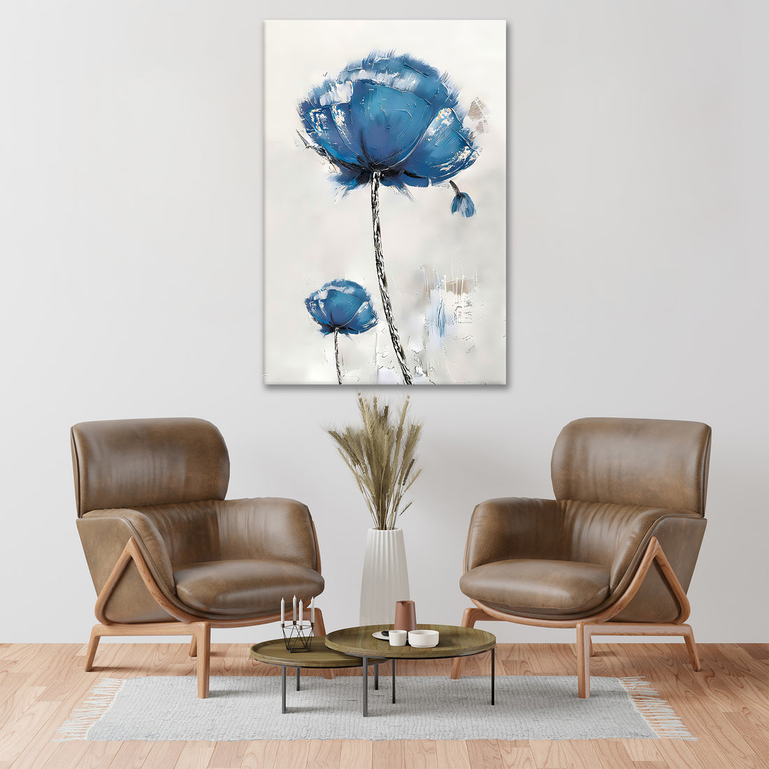 Wandbild abstrakt Blume Paint Blue Edition, Natur
