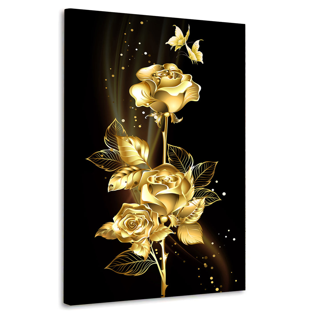 Wandbild abstrakt Blumen Golden Roses, Natur
