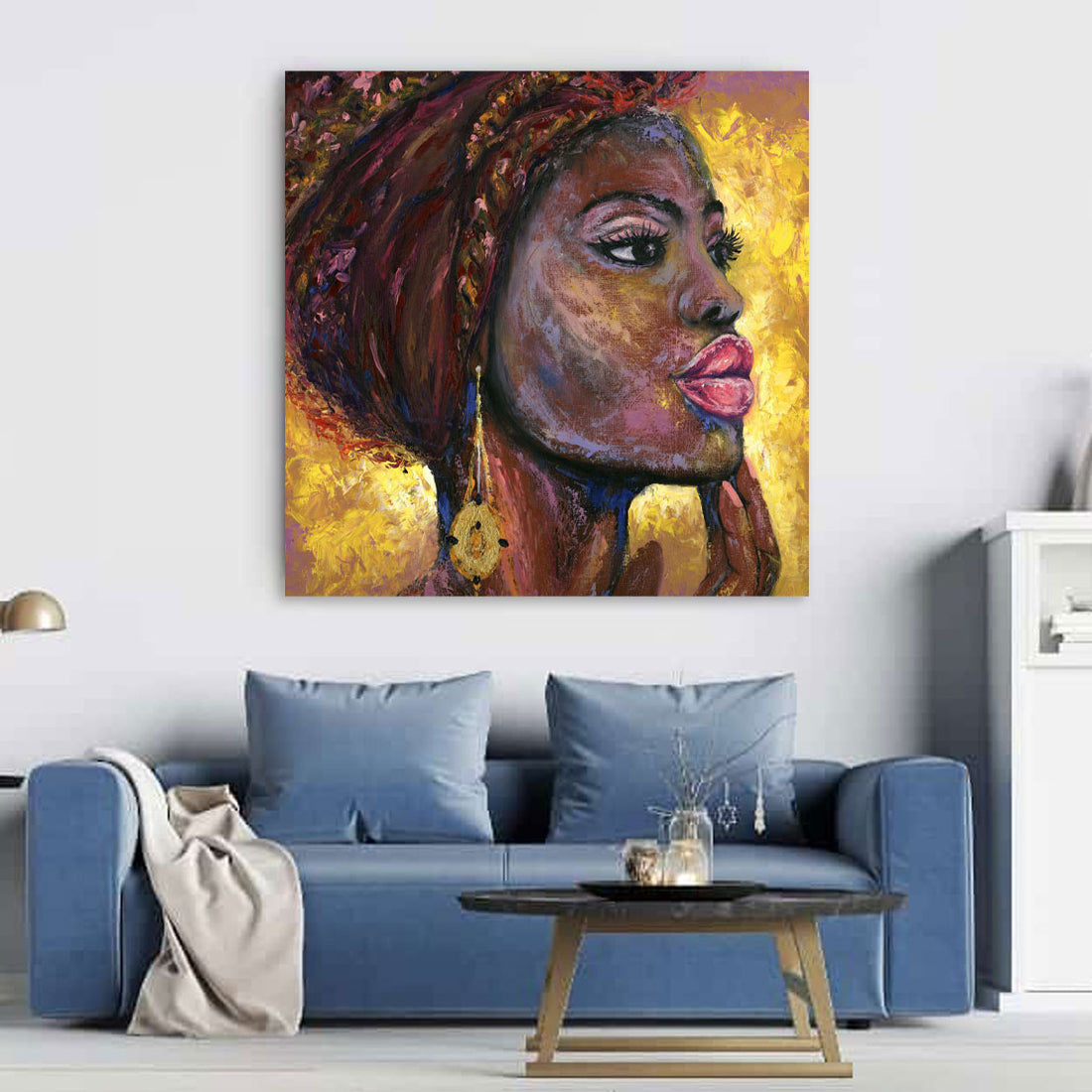 Wandbild abstrakt mit afrikanische Frau, Women Yellow Edition