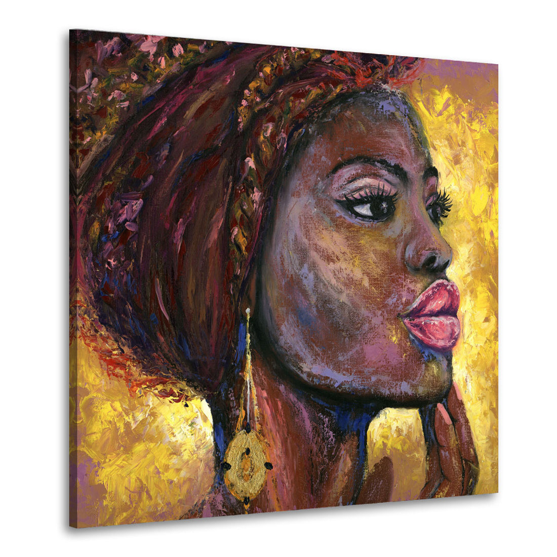 Wandbild abstrakt mit afrikanische Frau, Women Yellow Edition