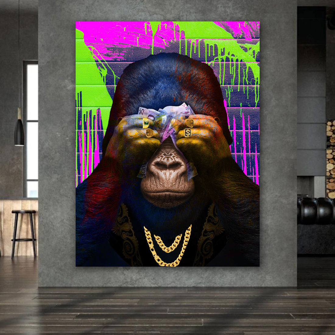 Wandbild Gorilla Cool Street Art Luxury Money Lifestyle