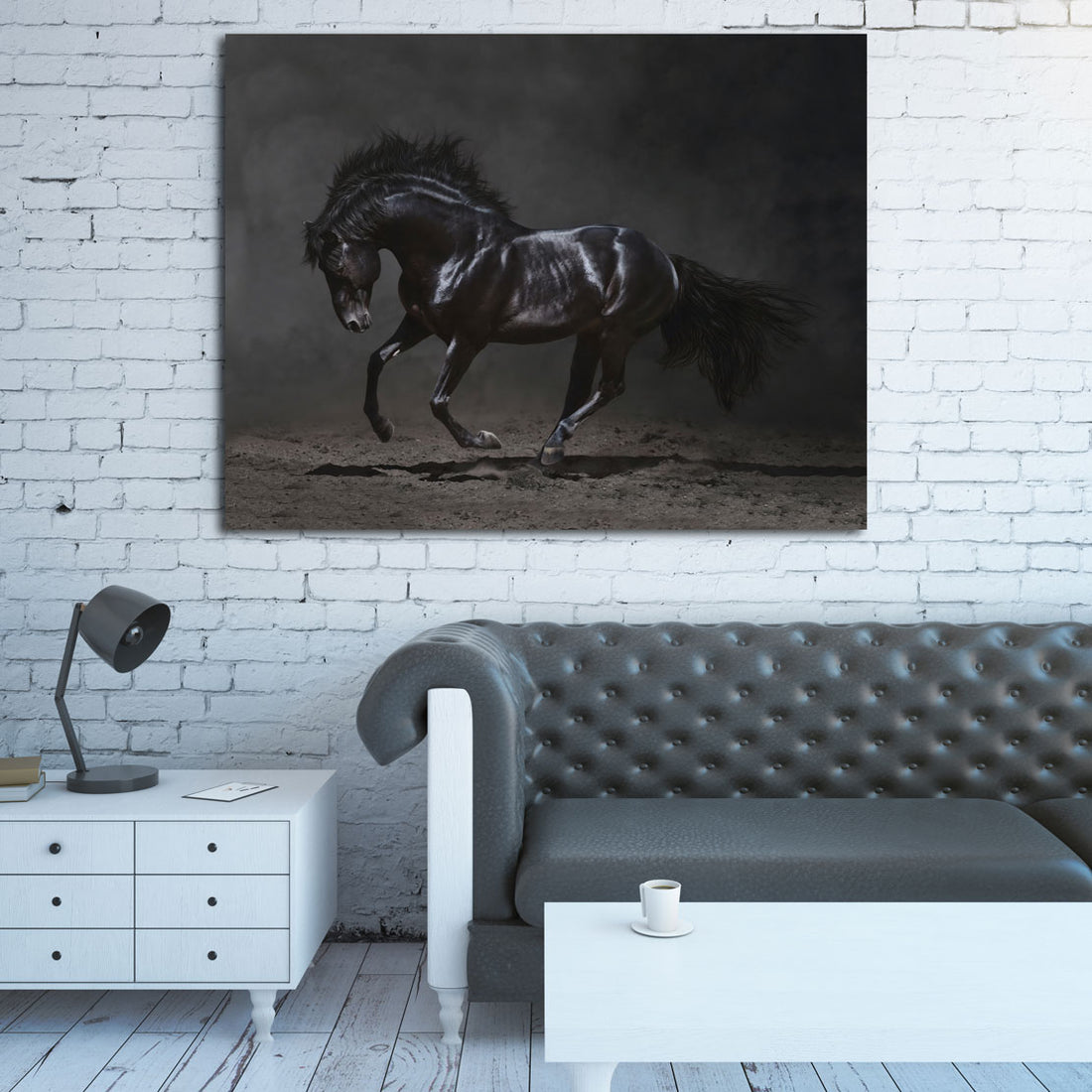 Wandbild Pferd schwarz Black Style