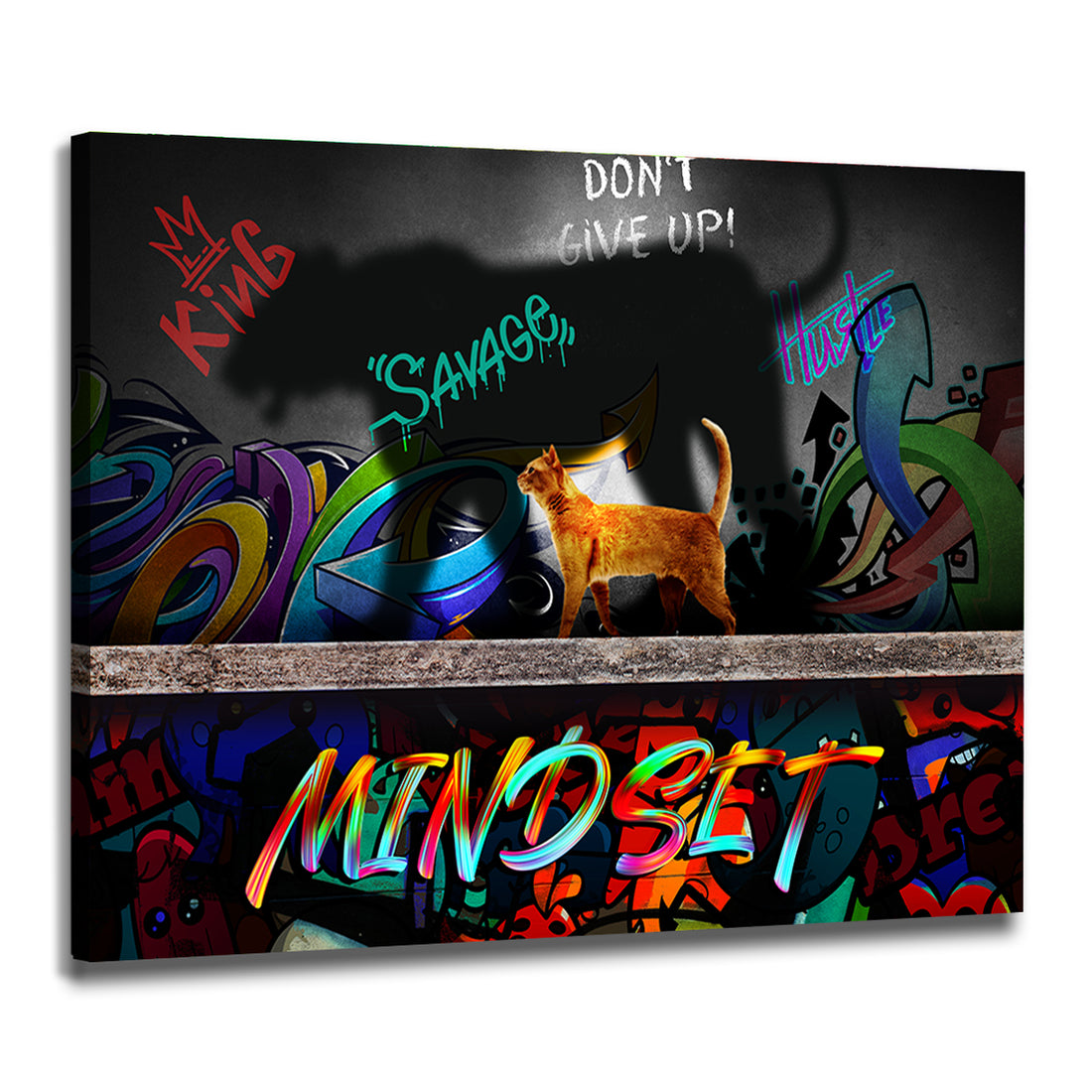 Wandbild Katze Motivation Pop Art Kunstwerk, Mindset &amp; Erfolg