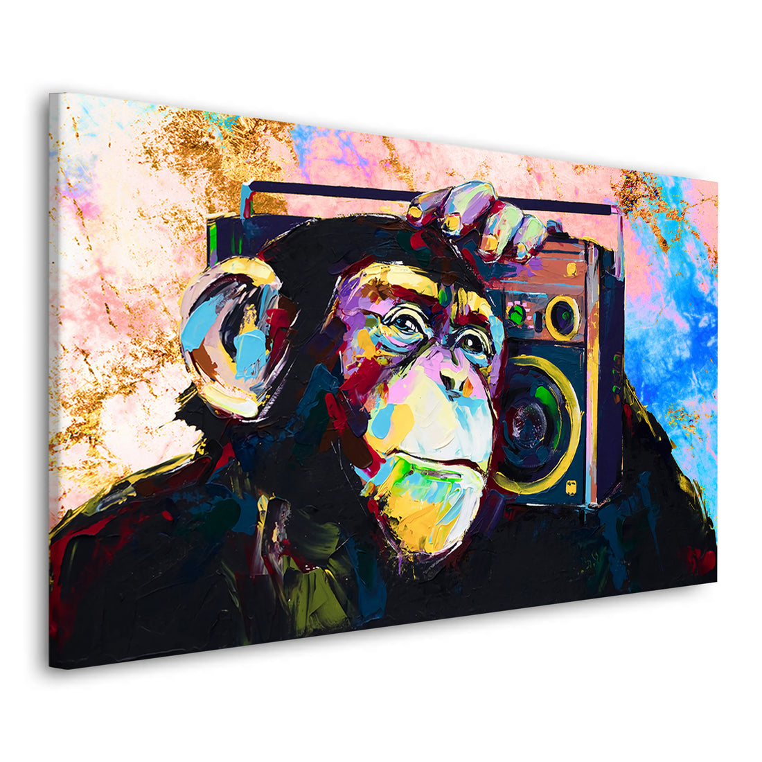 Wandbild Pop Art Monkey Affe mit Radio