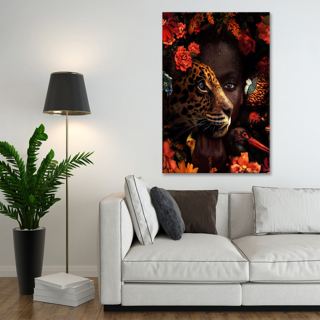 Wandbild Frau mit Leopard Abstract Style, Pop Art