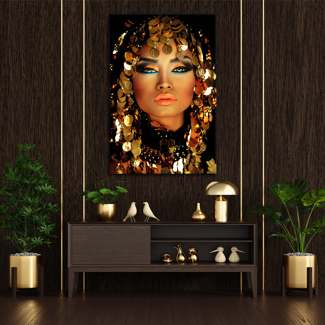 Wandbild arabische Frau Beautiful Women Gold Style