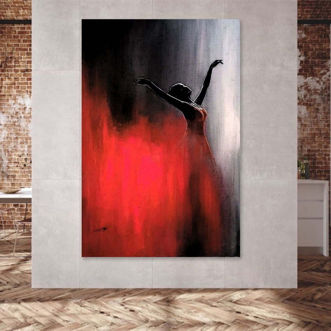 Wandbild Ballerina mit rotem Kleid Abstract Edition