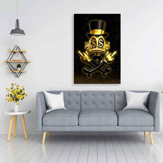 Wandbild Dagobert Abstract Gold Finger Style Comic