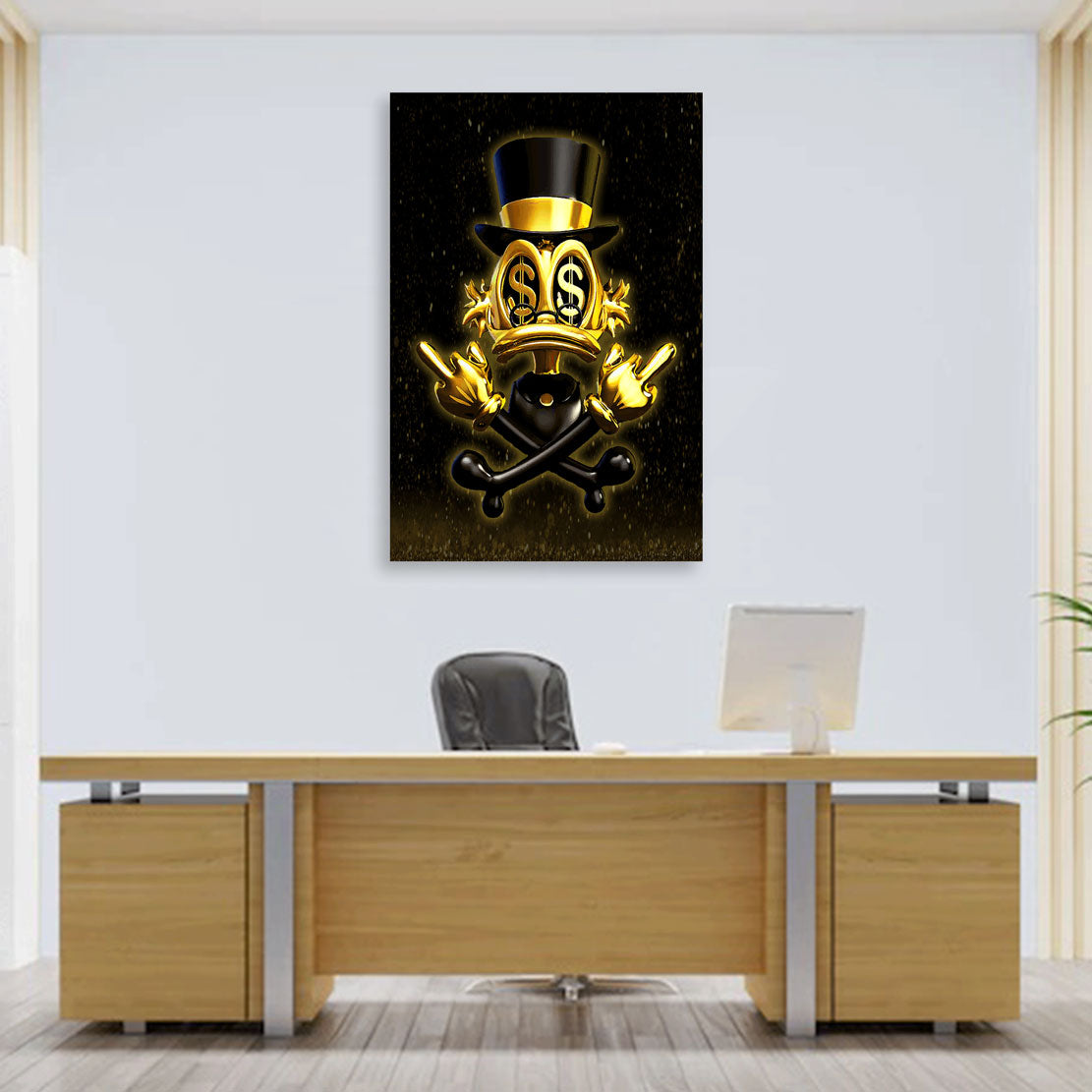 Wandbild Dagobert Abstract Gold Finger Style Comic