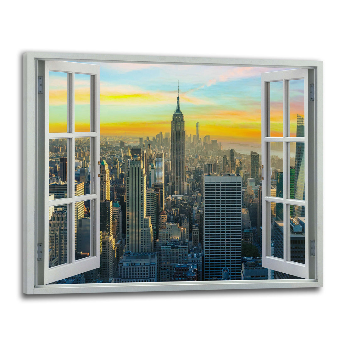 Wandbild Fenster New York Skyline Yellow Sky USA