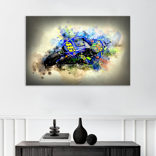 Wandbild Leinwandbild Motorrad Rennfahrer Valentino Style