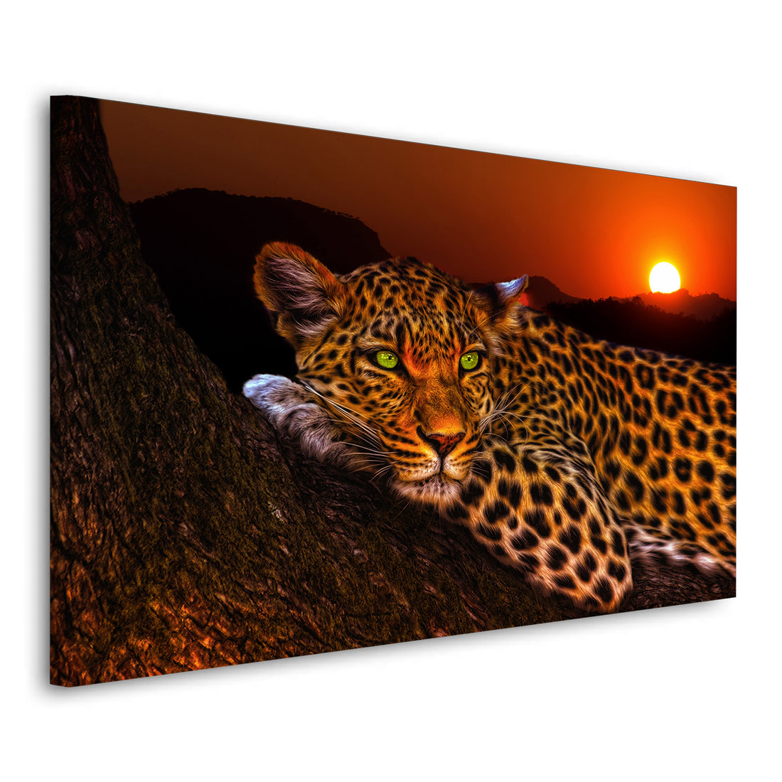 Wandbild Raubkatze Leopard Sunset Style
