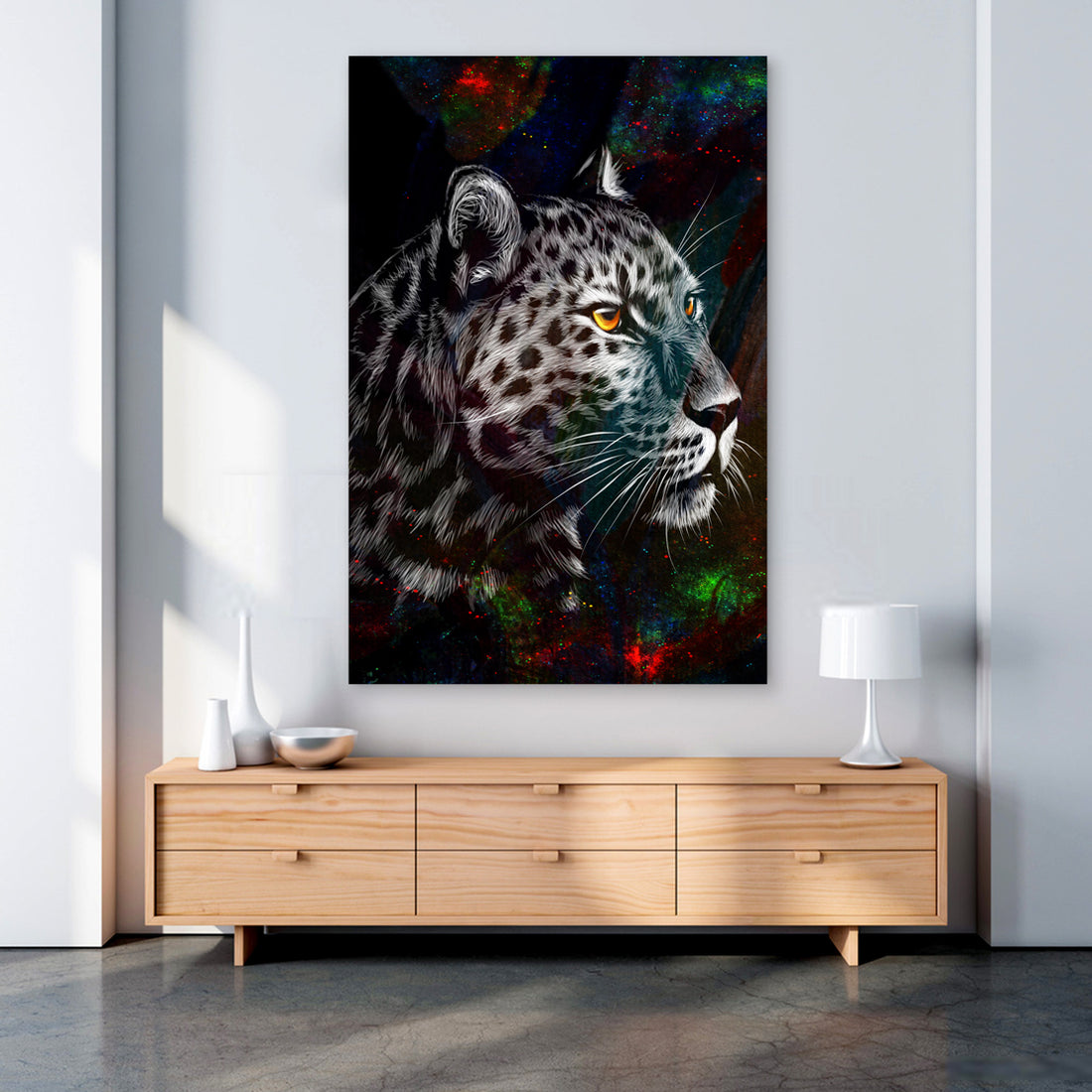 Wandbild Raubkatze weißer Leopard