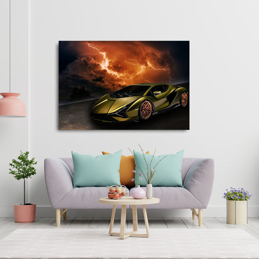 Wandbild Sportwagen Sián Gold Style