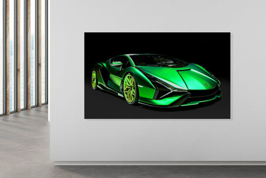 Wandbild Sportwagen Lamborghini Sián Green Style