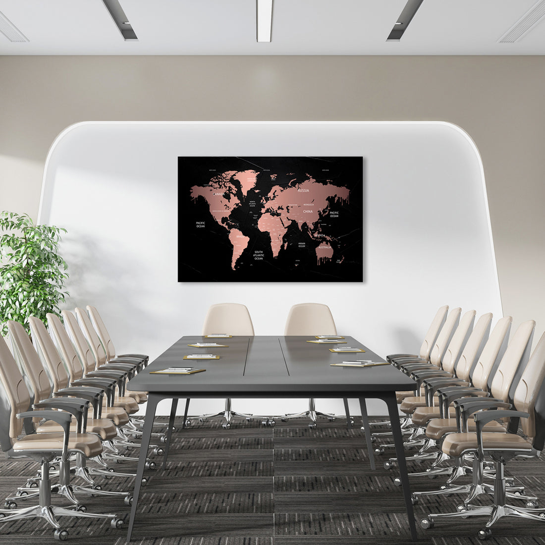 Wandbild Leinwandbild Weltkarte Black Abstract Englisch Edition
