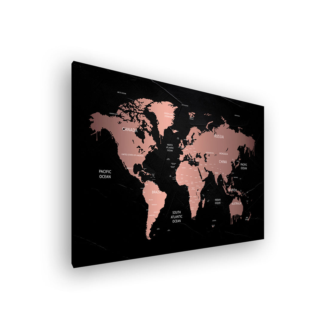 Wandbild Leinwandbild Weltkarte Black Abstract Englisch Edition