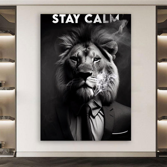 Pop Art modern Löwe im Anzug Wandbild