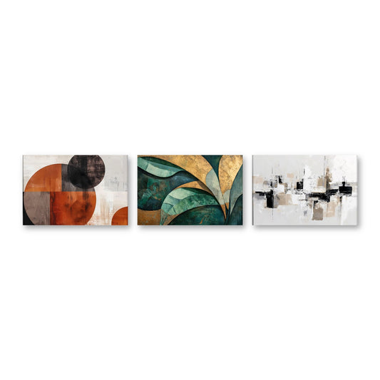 3er-Set Abstrakt Natur & Erde – drei Leinwandbilder