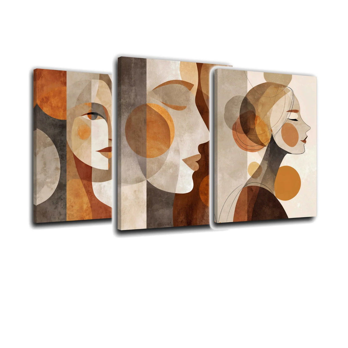 3er-Set Boho Frauenporträts – drei Leinwandbilder