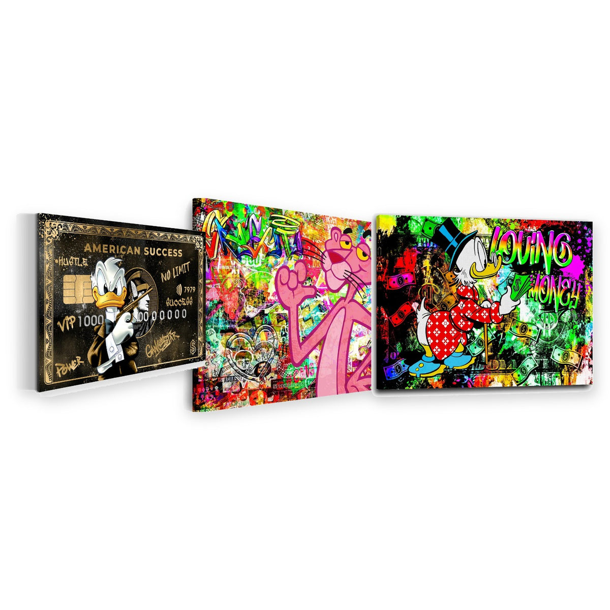 3er-Set Comic Graffiti – drei Leinwandbilder