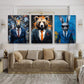 3er-Set Gentlemen-Tiere nebeneinander im Wohnzimmer