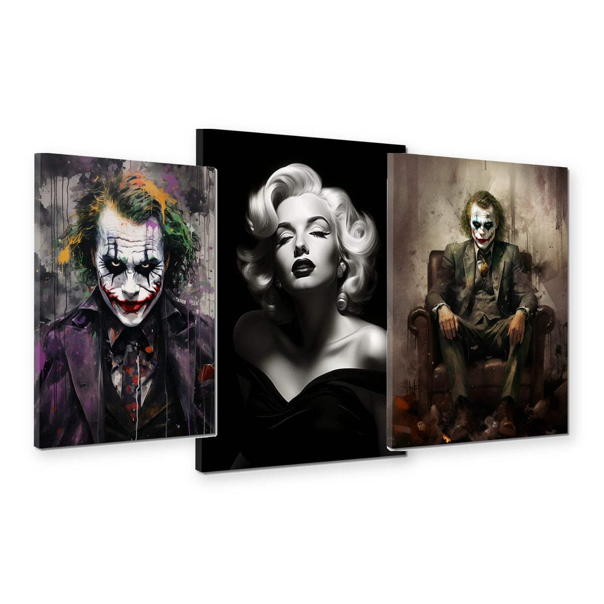 3er-Set Joker & Marilyn – drei Leinwandbilder