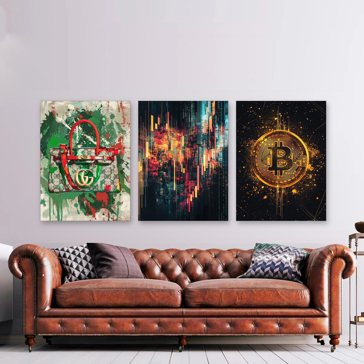 3er-Set Luxus & Trading nebeneinander im Wohnzimmer