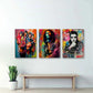 3er-Set Musiklegenden nebeneinander an der Wand
