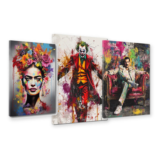 3er-Set Pop Art Ikonen – drei Leinwandbilder