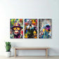 3er-Set Street Art Pop nebeneinander im Wohnzimmer