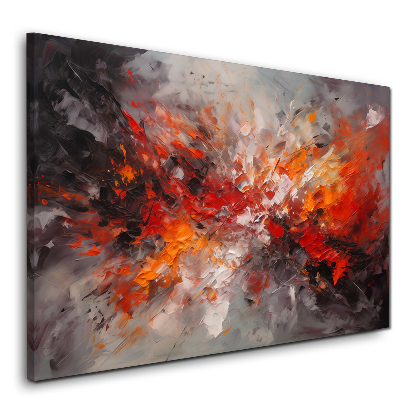 Feurige Energie abstrakte Malerei in Rot und Orange Wandbild 1