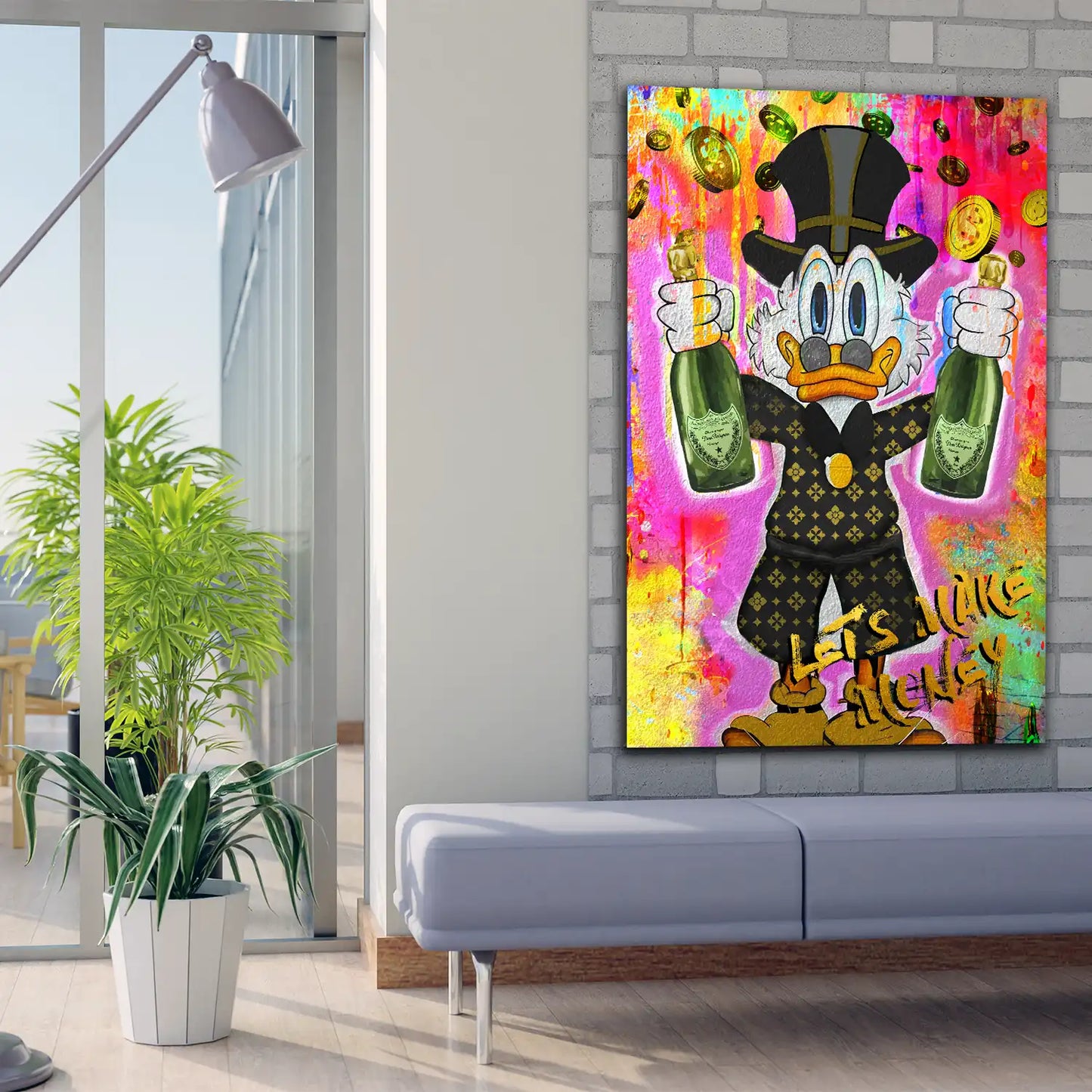 Wandbild Rich Duck Pop Art Make Money