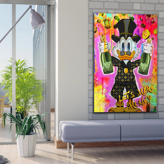 Wandbild Rich Duck Pop Art Make Money