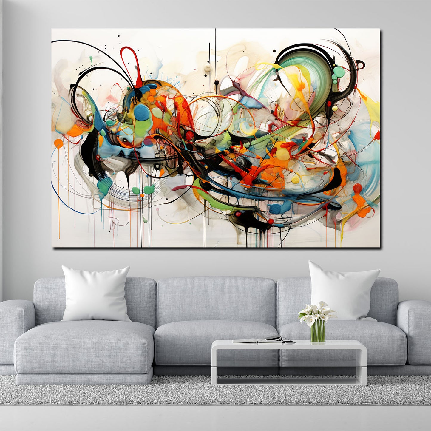 Wandbild Abstract Lines, bunt mit Farben und Linien