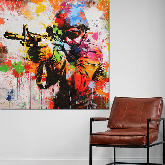 Wandbild Abstract Splash One Shot Soldat Pop Art