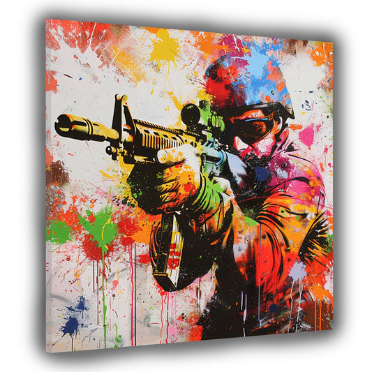 Wandbild Abstract Splash One Shot Soldat Pop Art