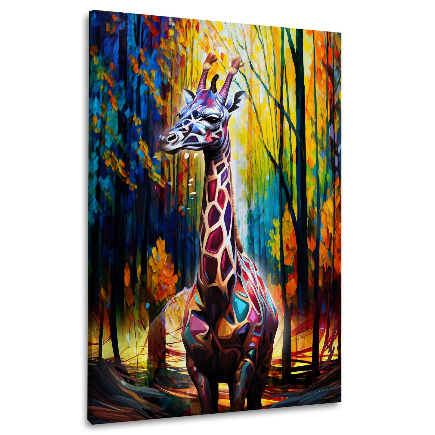 Wandbild Abstrakt Giraffe im Wald