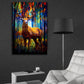 Wandbild Abstrakt Hirsch im Wald Colour Style