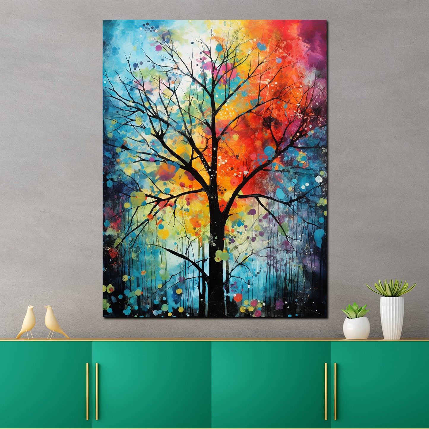 Wandbild abstrakt kahler Baum Paint Style