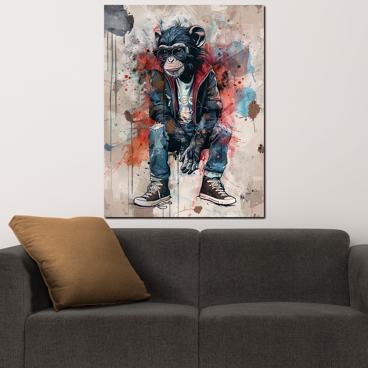 Wandbild Affe mit Sonnenbrille Street Art modern