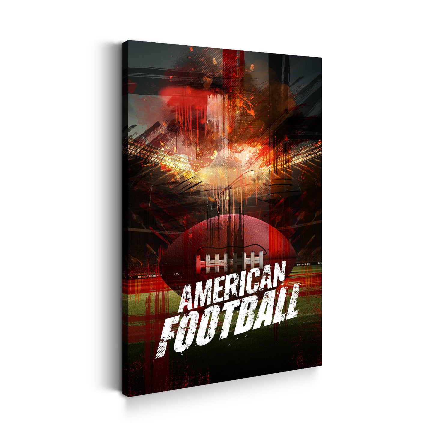 Wandbild American Football mit Stadion und Ball im Fokus