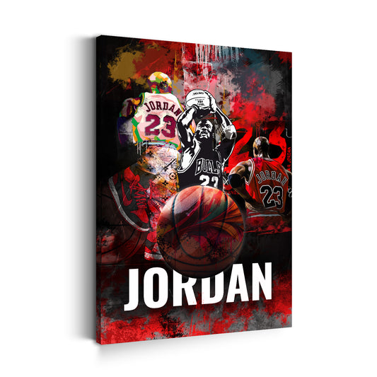 Wandbild Basketballlegende Jordan in dynamischer Collage