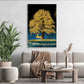 Wandbild Baum mit Hirsch in Gold Look