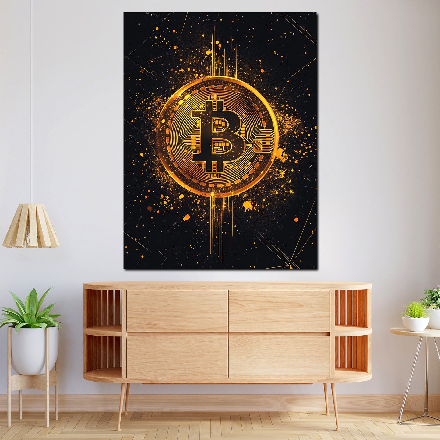 Wandbild Bitcoin Pop Art Kryptowährung Geld und Erfolg modern