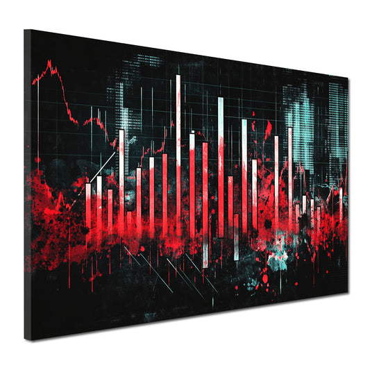 Wandbild Börse Crash Analyse Rot Schwarz modern