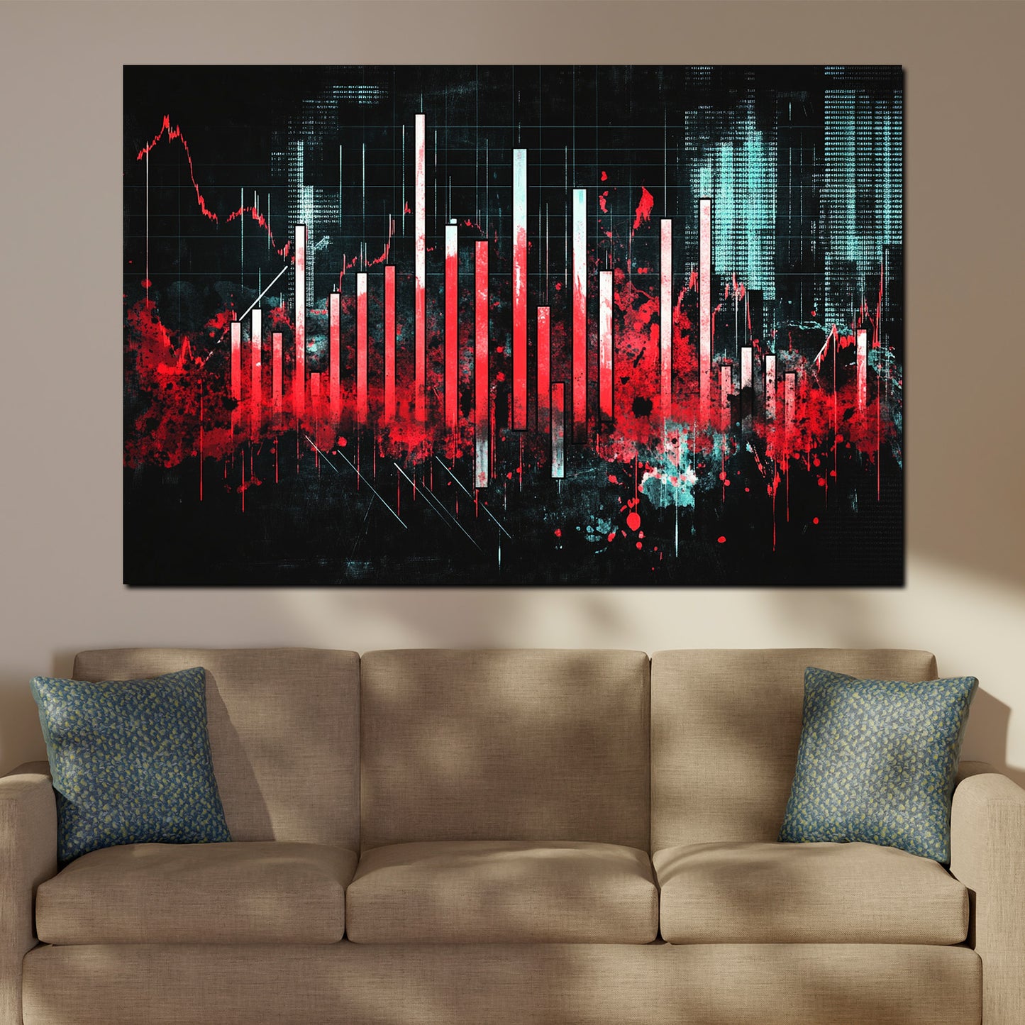 Wandbild Börse Crash Analyse Rot Schwarz modern