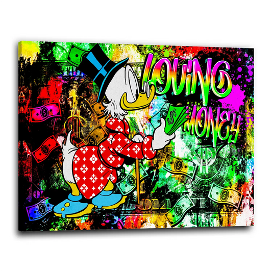 Wandbild Comic Dagobert Loving Money