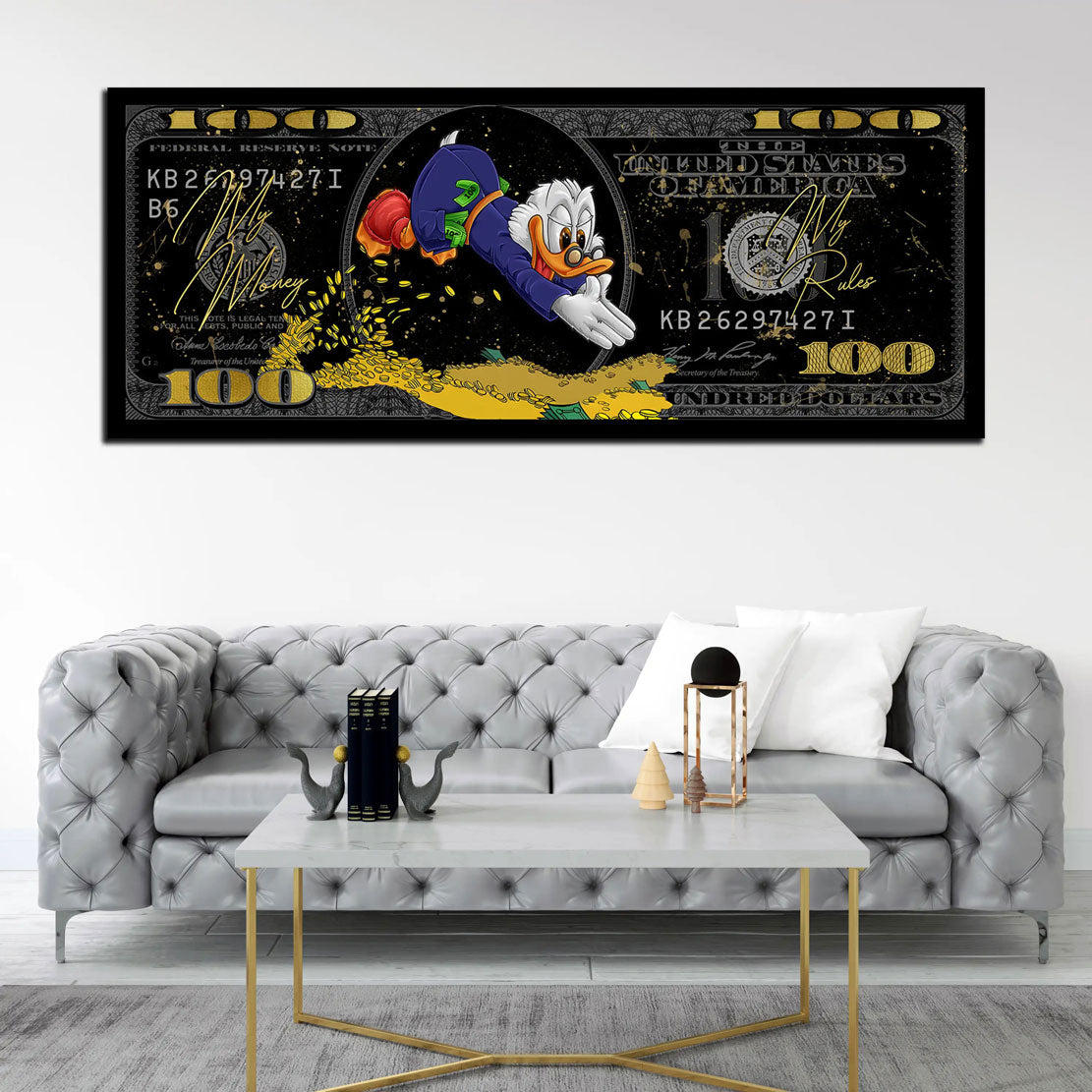 Wandbild Comic, Dollar Duck My Money my Rules