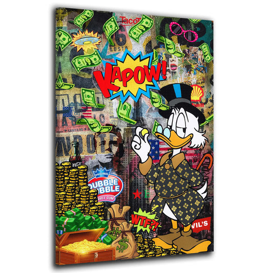 Wandbild Comic Duck Geldregen Kapow!